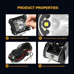 AUXBEAM 3″ LED Work Lights Bar Pod for John Deere Case IH Tractor 9400 9400 9410