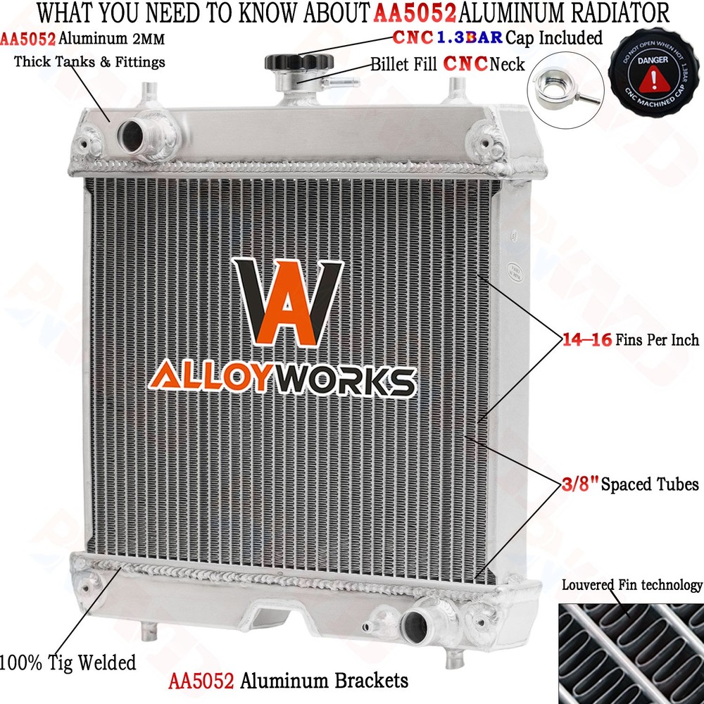 1G952-72060 3 Row Radiator with Cap For Kubota D722 D902 Z482 Z602 WG972 DF972