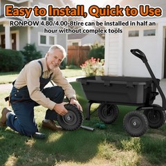 RONPOW 4.80/4.00-8 Flat Free Wheelbarrow Tire and Wheel, 16″ 16 inches, Black