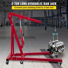 Hydraulic Long Ram Jack, 3 Tons/6600 lbs Capacity, with Single Piston Pump and C
