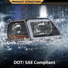 LED DRL Lightning Style Headlights Corner Lights for F150 Expedition 1997-2002