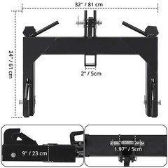 3000LBS Steel 3 Point Quick Hitch W/ 2″ Receiver Hitch For Cat 1 & 2 Tractors