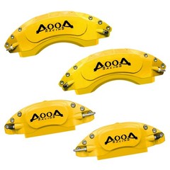 Yellow Aluminum Caliper Covers Black Logo Grand Cherokee 2022-2024 4Pc 18+ Wheel