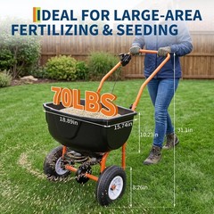 70 LBS Lawn Broadcast Spreader Walk Behind Push 0-10ft Spreading Width Capacity