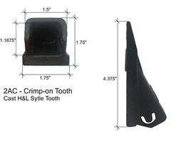 4 – H & L Style Crimp On Standard Dirt Bucket Teeth – 2A