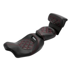 Low-Profile Driver/Pass Seat Chopped Back Pad fits Touring 14-23 RK Red Stitch