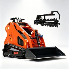Mini Skid Steer Loader 13.5HP Hydraulic Tracked Loader B&S Engine W/Trencher