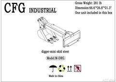 AGT Single Arm Backhoe Bucket Attachment for Mini Skid Steer Loaders M-DRG