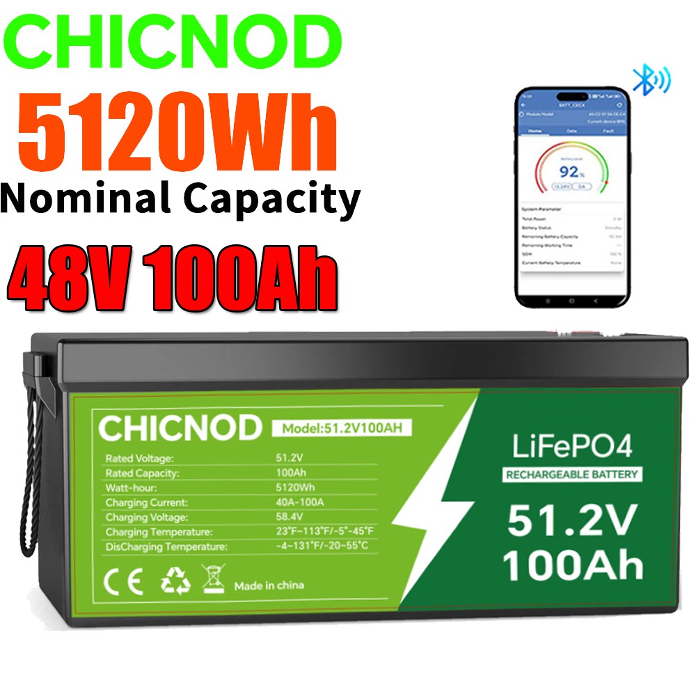 48V 100Ah LiFePO4 Lithium Battery Built-in BMS 15000 Deep Cycle For Golf Cart