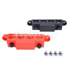 New Red & Black 5/16″ 4 Stud Power Distribution Block -BUSBAR- With Cover