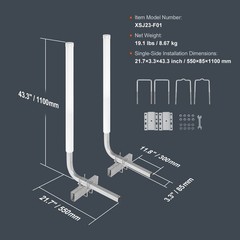 2PCS Adjustable Boat Trailer Guide Poles Rustproof Galvanized Steel with PVC