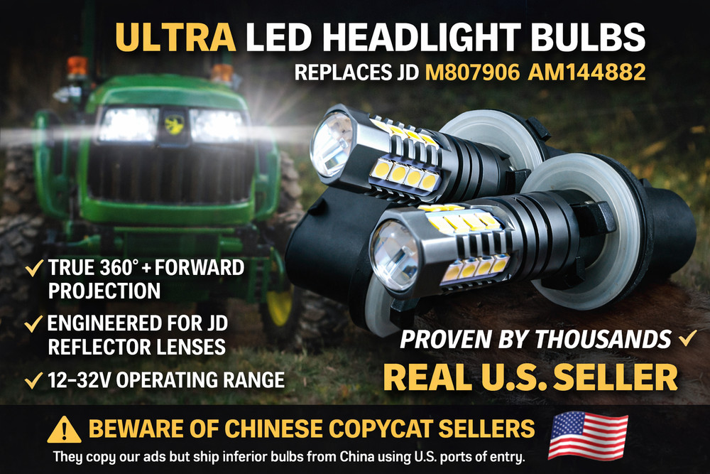 💡Ultra 12V LED Headlight Bulb Pair for John Deere 4010 4100 4110 4115 ⬆️Brightn