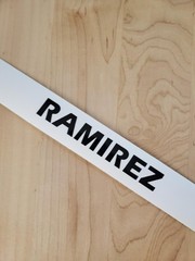 RAMIREZ last name decal sticker vinyl (2) PAIR Gloss BLACK 8″ FAST USA