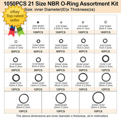 1050 PCS O Ring Kit 21 Sizes Metric Nitrile Rubber Sealing Rings Assortment Set
