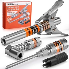THINKWORK Grease Gun Coupler Set, Double Handle Extra Reach Strong Lock on Greas