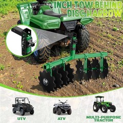 32″ Width Disc Plow Harrow with Universal 2″ Receiver Mount for ATV UTV Green