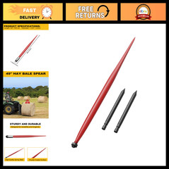 49″ Hay Spear 4500lbs Capacity Quick Attach Square Bale Spike + 2 Stabilizer Spe