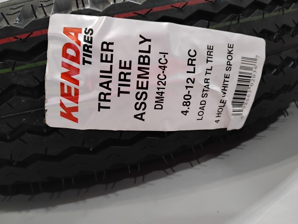 Kenda Loadstar 480-12 LRC Utility Trailer Tire and 4-Hole Custom Spoke Wheel