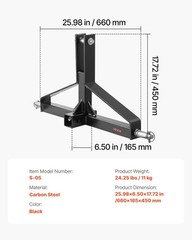 3 Point Trailer Hitch with 2 in Receiver, 3pt Quick Hitch Attachment for Categor