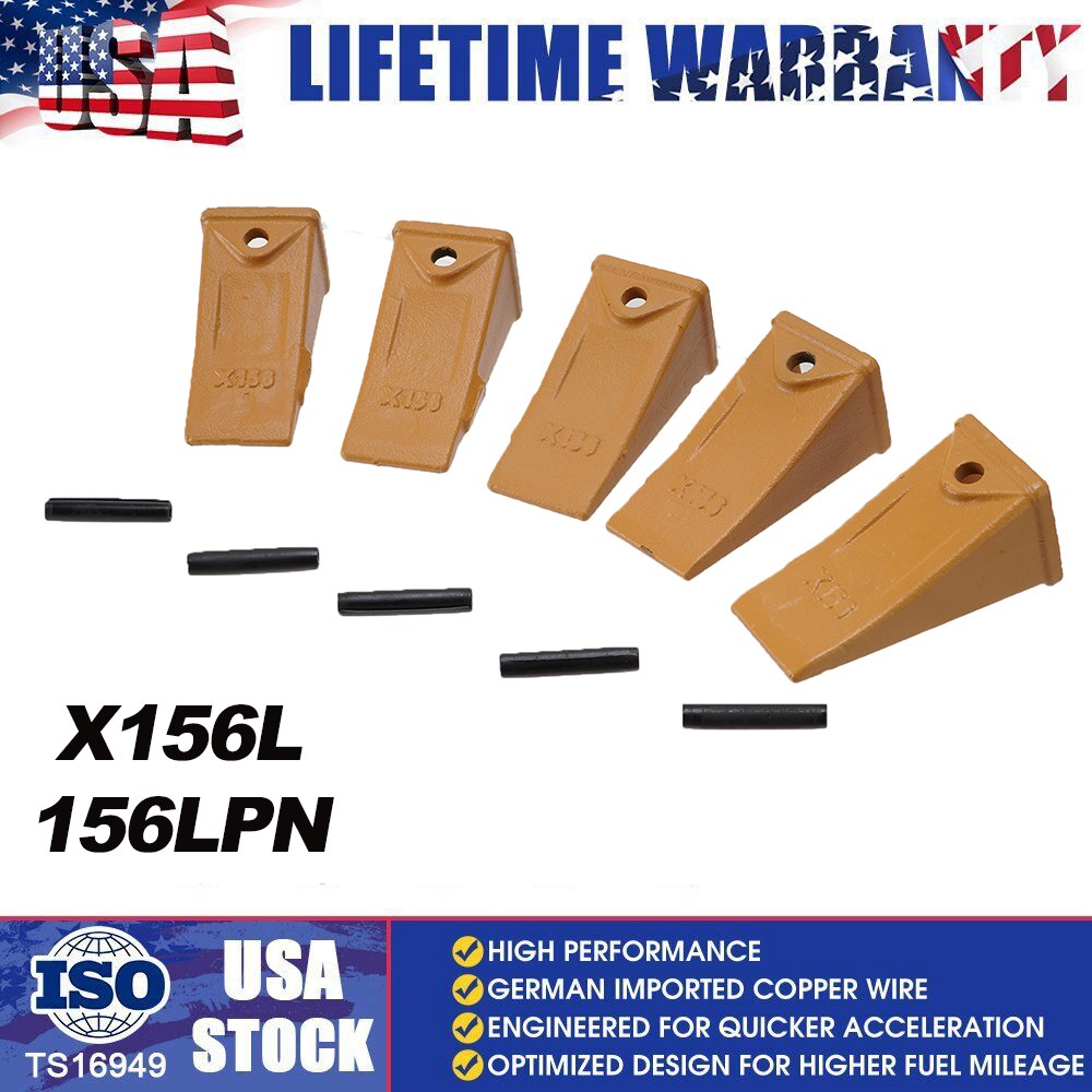 CarBole 5 Pack X156L Short Bucket Teeth & Long Pins Kit for Hensley 156