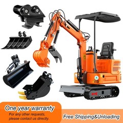 Mini Excavator 1Ton Pilot System Diggers B&S Engine with 4Attachments Free Ship