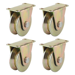 4 PCS 3 Inch V Groove Track Roller, 45# Steel Sliding Gate Casters Wheels with B