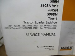 Case 580N Backhoe Loader Tractor VOL 4 Service Manual 580SNWT 580SN 590SN TIER4