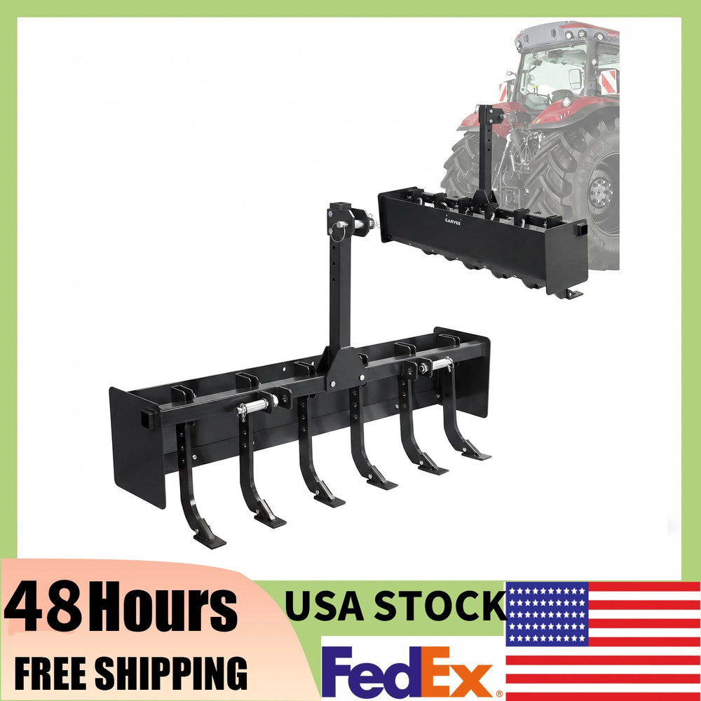 55 Inch Box Blade Tow Behind Scraper 3 Point Quick Hitch for Category 1 Tractor