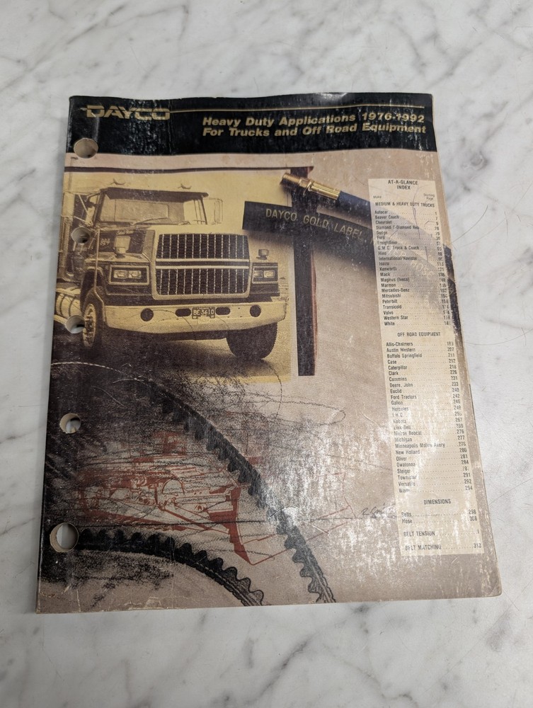 DAYCO HEAVY DUTY APPLICATIONS 1976-1992 FOR TRUCKS AND OFF ROAD EQUIPMENT JD