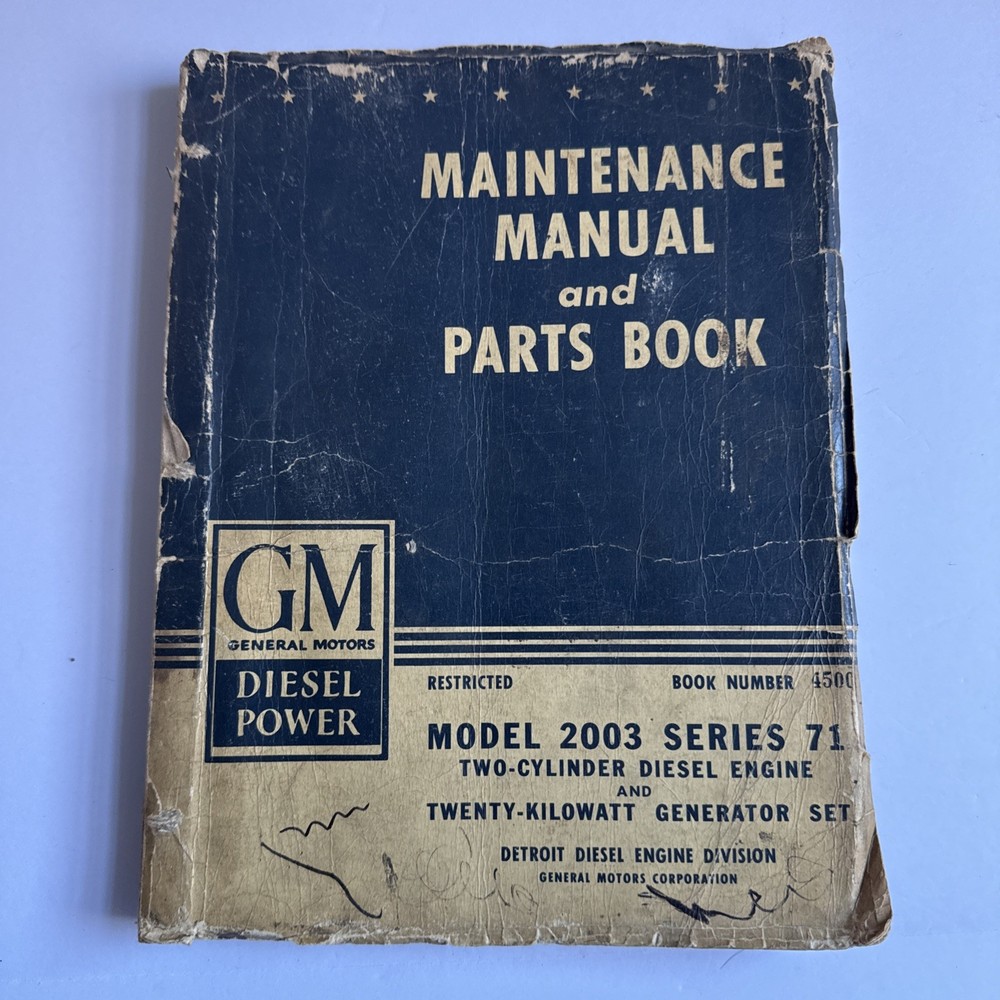 GM Maintenance and Parks Book Model 2003 Series 71 Diesel Engine Parts Catalog