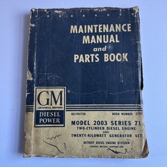 GM Maintenance and Parks Book Model 2003 Series 71 Diesel Engine Parts Catalog