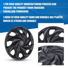 15 Inch Hubcaps Set of 4 Wheel Rim Cover Iron Hub ABS Universal Black Matte T003