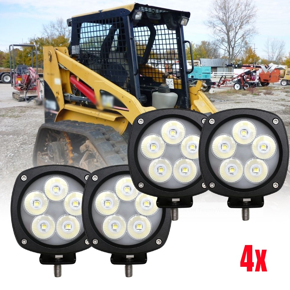 4X LED Semi Flood Lights For CAT Skid Loader 216B 226B 232B 246C 247B 252B 442D
