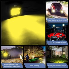 2Pcs 4″ LED Work Lights Amber Spot Pods OffRoad Truck ATV UTV Driving Fog Lamps