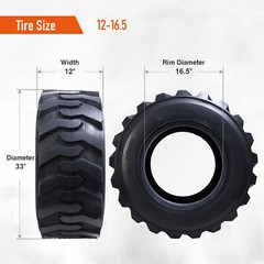 2-Pack 12-16.5 Skid Steer Tires 12×16.5 12PR Industrial Heavy Duty Long Wear SKS