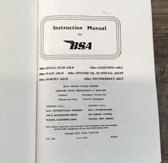 BSA A65 Thunderbolt Motorcycle Operators Manual Owners Book Construction Twin