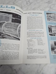 WELLS SPECIAL CUT OFF MACHINES BULLETIN SM-658 SALES BROCHURE CATALOG LITERATURE
