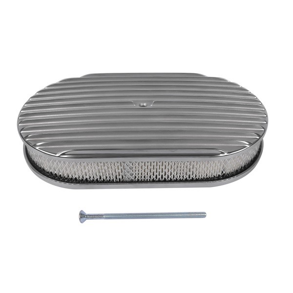 15″ Oval Full Finned Polished Aluminum Air Cleaner Filter Fits for Chevy SBC 350