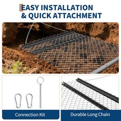 4 x 5ft ATV Drag Harrow Lawn Rake Chain Harrow Field Drag for Landscape Leveling