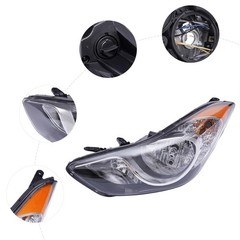 2011-2013 Hyundai Elantra Left Halogen Chrome Headlight Assembly 92101-3Y000