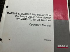 Case MWX60S & MWX72S Mid Mount Discharge Direct Drive Mower Operators Manual