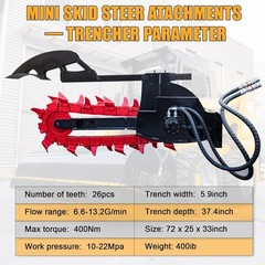 Mini Skid Steer and Farm Tractor Usage Attachment Digging Hydraulic Trencher