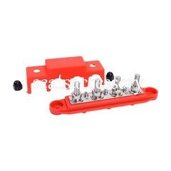 New Red & Black 5/16″ 4 Stud Power Distribution Block -BUSBAR- With Cover