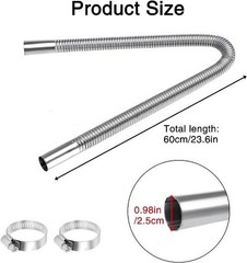 1 Inch Stainless Steel Exhaust Hose, 60CM/23.6 Inch Flexible Size: 23.6in/60cm