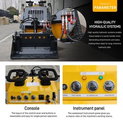 Mini Skid Steer Loader 24HP 4-in-1 Bucket 3-Stage Pump Hydraulic System Upgraded