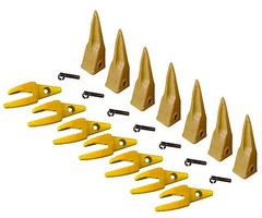 7 – CAT Style J200 Backhoe Bucket Shanks 1″ Lip, Rock Teeth, 1U-3202TL, 119-3204