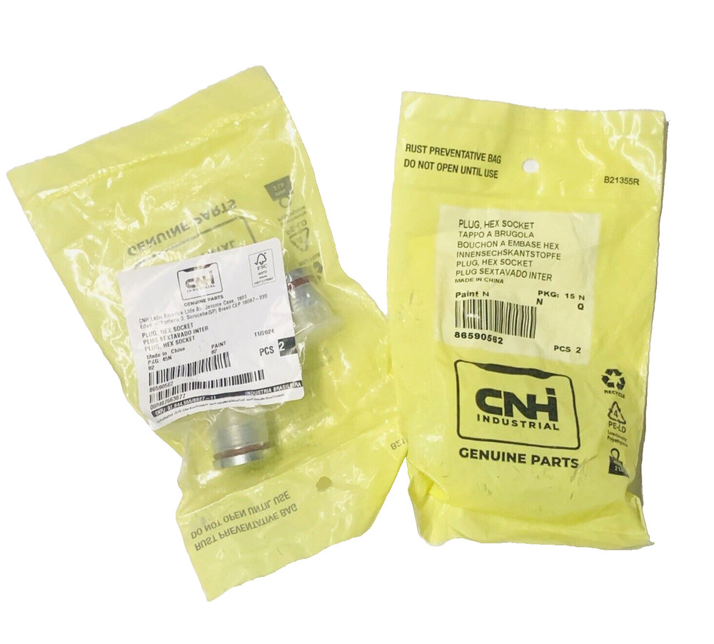 (LOT OF 2) CNH INDUSTRIAL HEX SOCKET PLUG 86590562