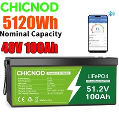 48V 100Ah LiFePO4 Lithium Battery Built-in BMS 15000 Deep Cycle For Golf Cart RV
