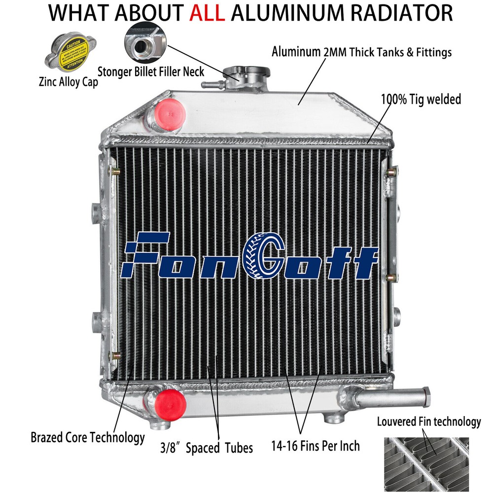 #SBA310100211 Aluminum Radiator with Cap For Ford 1300 Compact Tractor
