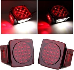 Trailer Lights, 2Pcs Square Red Led Rear Combination Tail Ligh Color: Red Lens